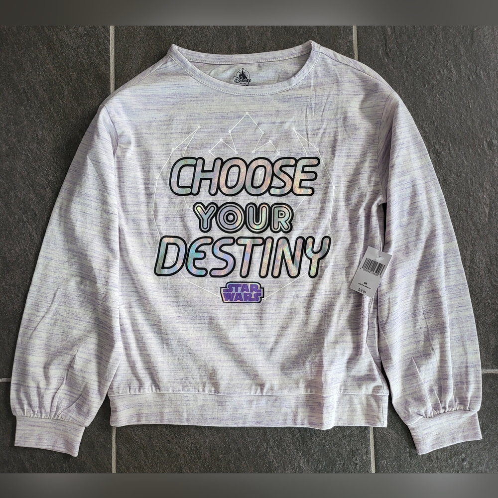 Disney Star Wars Choose Your Destiny Girls Small Long Sleeve Shirt Silver Purple